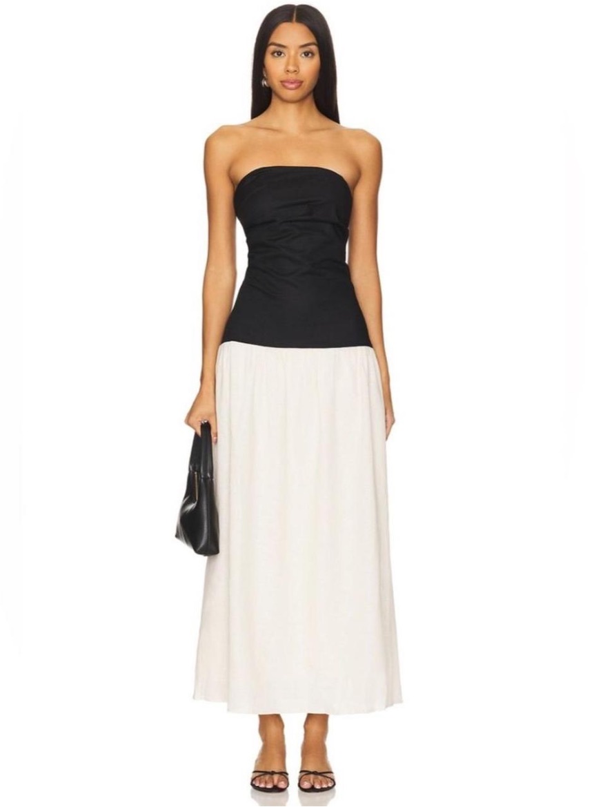 Stella Maxi Dress In Cream & Black Sndys